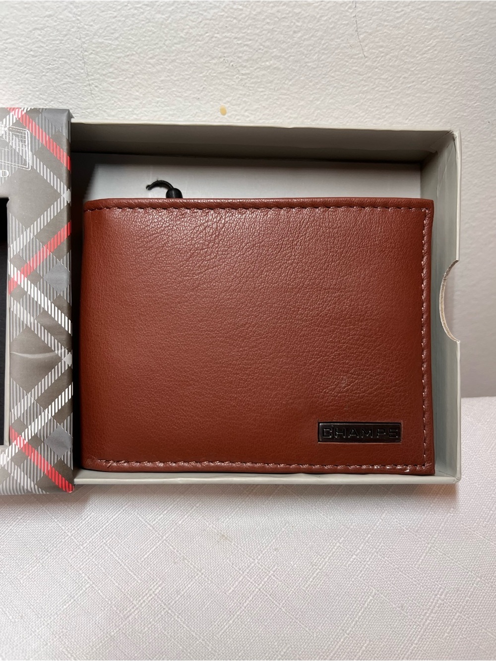New CHAMPS Men's Leather Card Wallet - Chestnut Brown